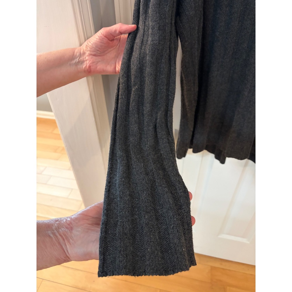 Armani Collezioni Sweater Womens Large Grey Silk Cashmere Ribbed Button Shoulder - Picture 7 of 7